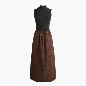 J Crew Factory women’s mockneck knit mixed-media dress brown black Size XST NWT